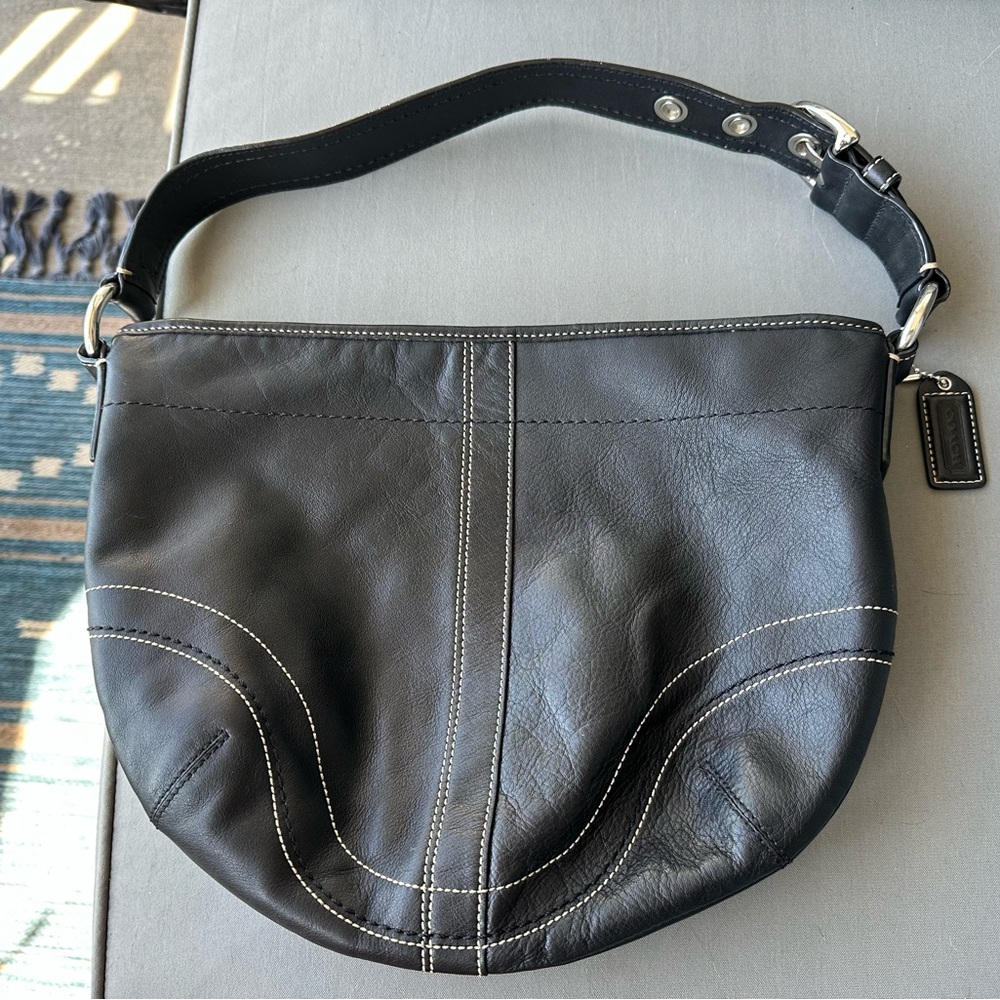 Coach Black Leather Hobo Bag